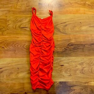 Shein orange scrunch dress